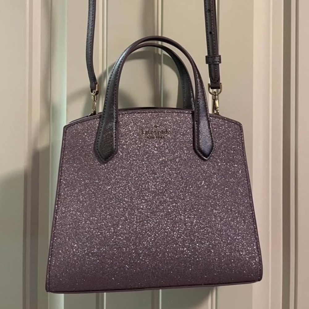 Kate Spade Tinsel Glitter Fabric Satchel
Crossbody Handbag in Lilac Frost